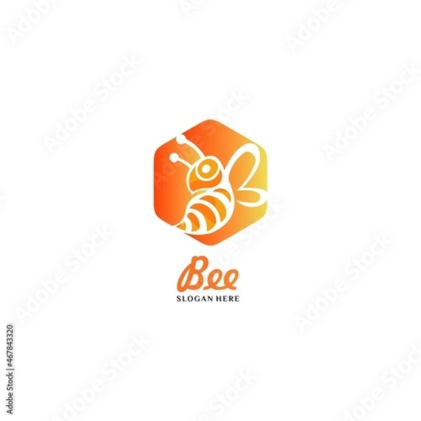 Fototapeta abstract bee on hexagon logo design vector