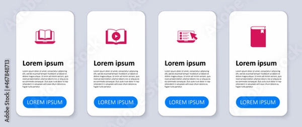 Fototapeta Set Book, Online quiz, test, survey, Audio book and class. Business infographic template. Vector