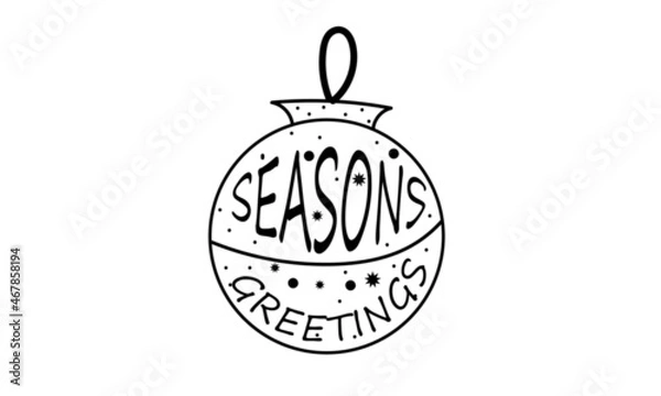 Fototapeta Merry Christmas Postcard with Calligraphic Season wishes and composition of Festive elements 