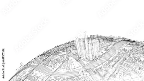 Obraz 3d city sphere. Vector