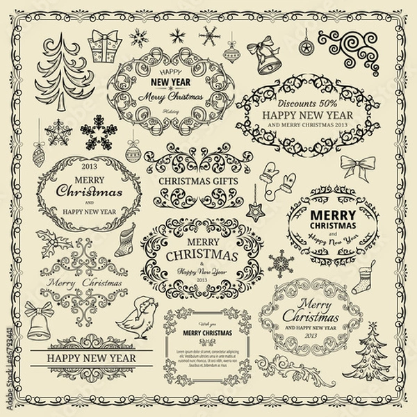 Obraz set of Christmas elements