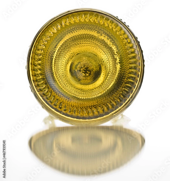 Fototapeta Graphic underside of wine bottle on white with reflection