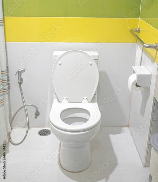 Obraz The bathroom is clean inside is a toilet seat.