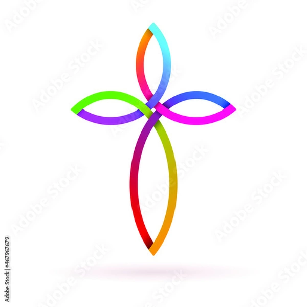 Fototapeta Christian cross icon. Abstract colored religious cross. Church symbols. Vector illustration.