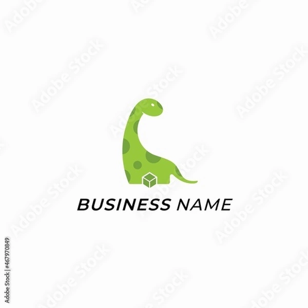 Fototapeta design logo creative dinosaur and box