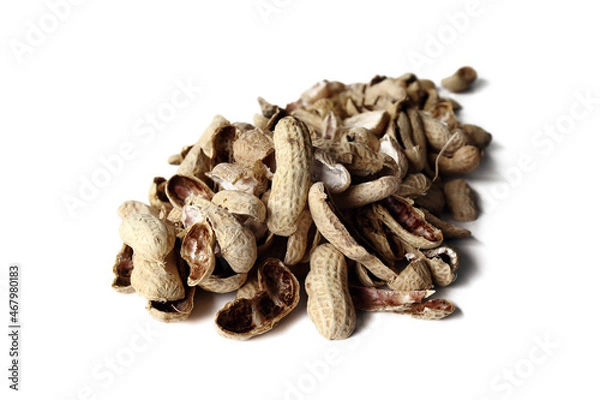 Fototapeta Peanut shell placed on a white background. Isolated.