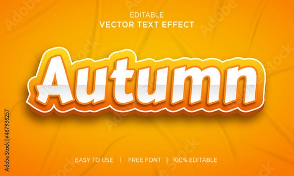 Fototapeta Autumn editable 3D text effect Premium Vector