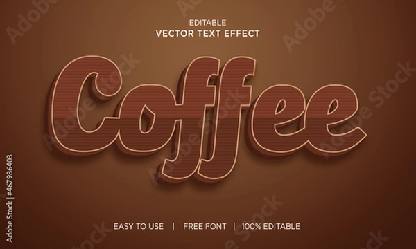 Fototapeta coffee editable 3D text effect Premium Vector