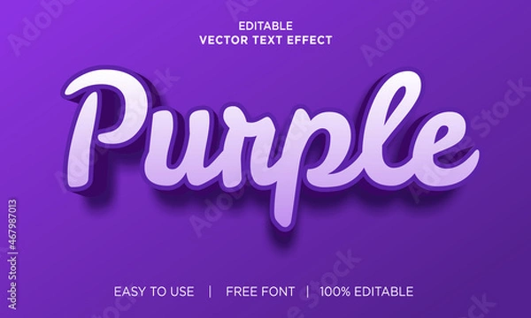 Fototapeta Purple editable 3D text effect Premium Vector