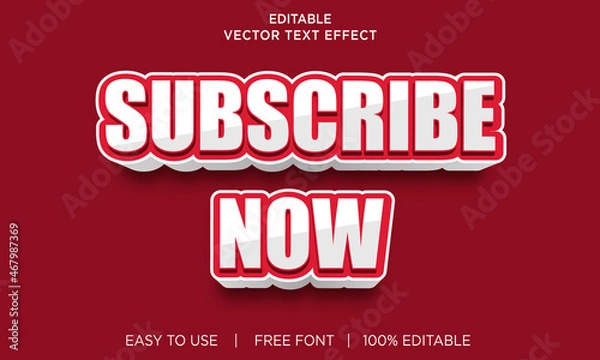 Fototapeta Subscribe now editable 3D text effect Premium Vector