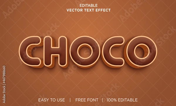 Fototapeta Choco editable 3D text effect Premium Vector