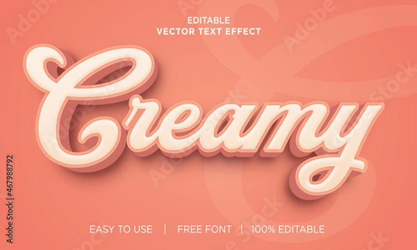 Fototapeta Creamy 3d editable text effect Premium Vector