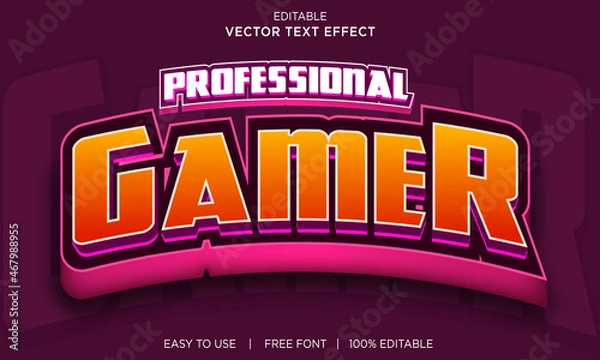 Fototapeta gamer 3d editable text effect Premium Vector
