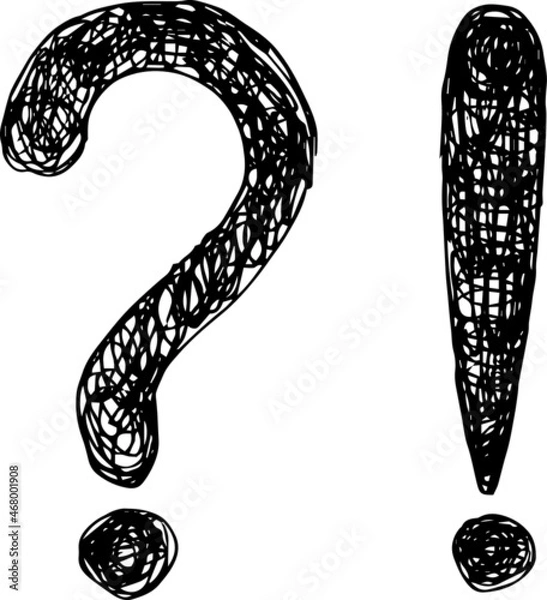 Obraz Hand drawn large question mark and exclamation mark. Vector illustration