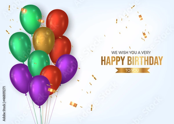 Fototapeta Realistic luxury birthday balloon with confity