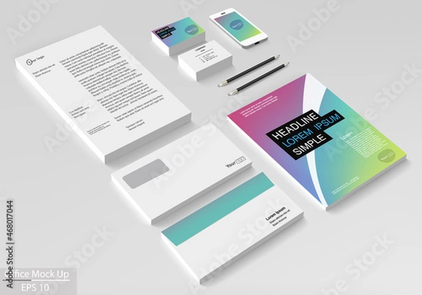 Fototapeta Business corporate identity template set. Vector mock up for office.