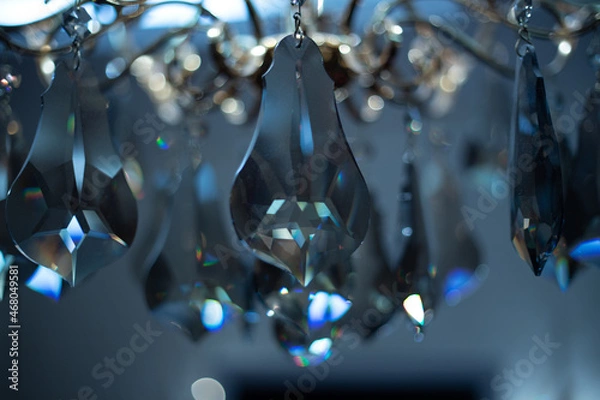 Fototapeta Expensive exquisite crystal chandelier in Victorian style indoor