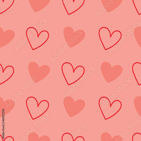 Fototapeta Cute Heart Doodle Seamless Repeating Vector Pattern