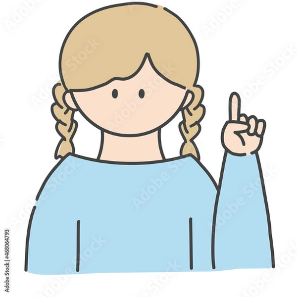 Fototapeta ポイントのポーズをしたの女の子のバストアップアイコンイラスト