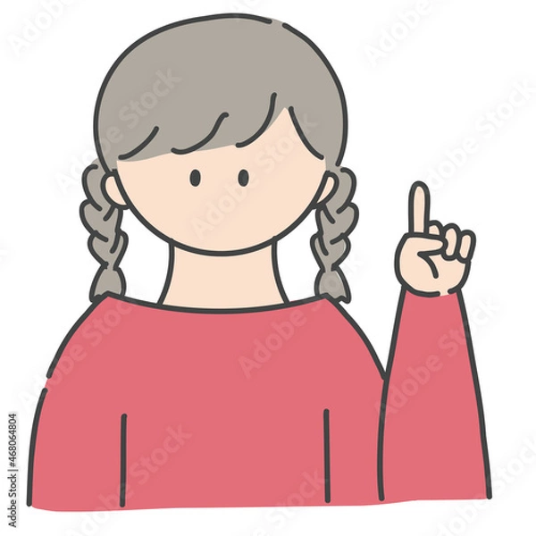 Fototapeta ポイントのポーズをしたの女の子のバストアップアイコンイラスト