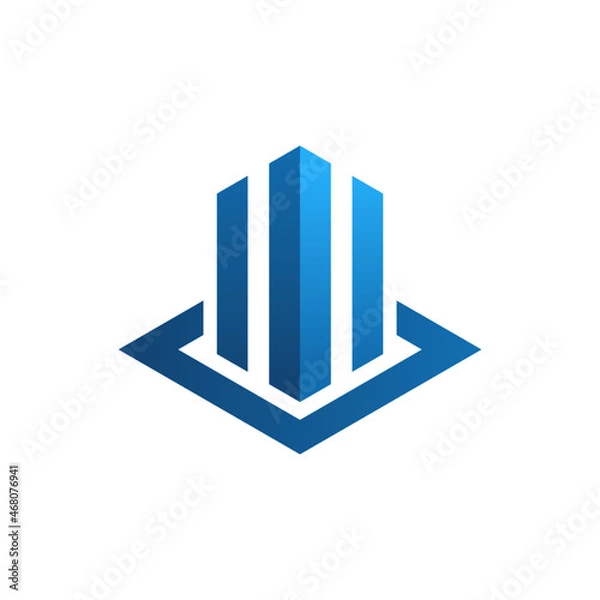 Fototapeta Three Pillars Construction logo