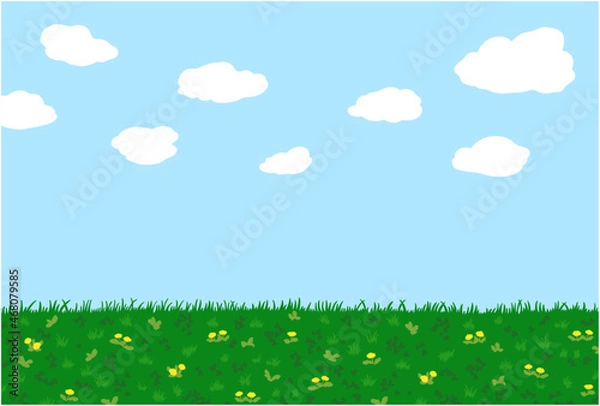 Obraz 草原のある風景イラスト