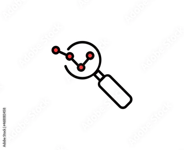 Fototapeta Search down line icon. Vector symbol in trendy flat style on white background. Search down sing for design.