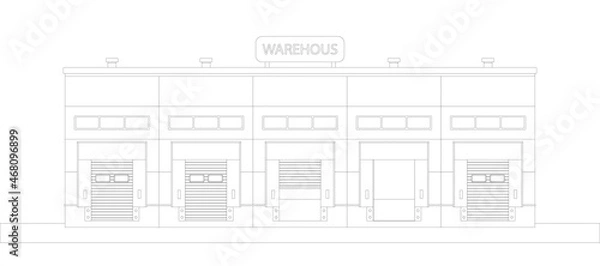 Obraz Warehouse building. Industrial architecture. Sketch. Flat vector illustration.