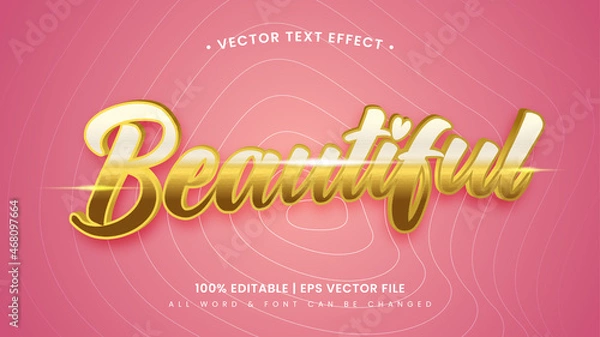 Fototapeta Shiny Gold Beautiful 3d Text Style Effect. Editable illustrator text style.