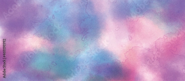 Fototapeta Violet ink and watercolor textures on white paper background. Paint leaks and ombre effects. Hand painted abstract image