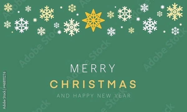 Fototapeta シンプルで可愛いクリスマスハッピーホリデー背景壁紙素材　-雪の結晶-（緑）