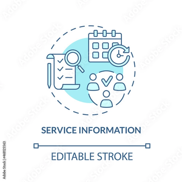 Fototapeta Service information blue concept icon. Monitoring production of goods. Operations management abstract idea thin line illustration. Vector isolated outline color drawing. Editable stroke