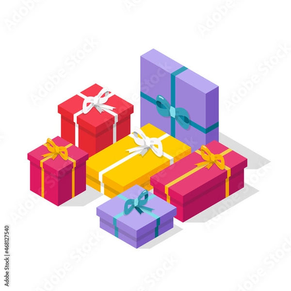 Obraz Isometric pile of gift boxes