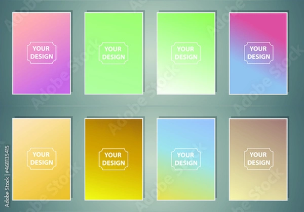 Fototapeta Modern cover template design. Set of trendy colorful gradient vector illustrations. Background for flyer, social media post, screen, mobile app, wallpaper
