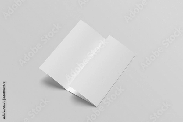 Obraz DL trifold brochure mockup. Blank empty space 3D rendering object.
