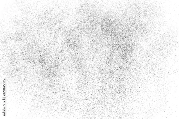 Fototapeta Distressed black texture. Dark grainy texture on white background. Dust overlay textured. Grain noise particles. Rusted white effect. Grunge design elements. Vector illustration, EPS 10.