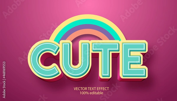 Fototapeta cute with rainbow colourfull vector text effect editable