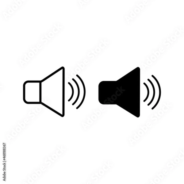 Fototapeta Speaker icon set. Volume control on off mute symbol. Flat application interface sign. Vector illustration image. Isolated on white background. EPS 10