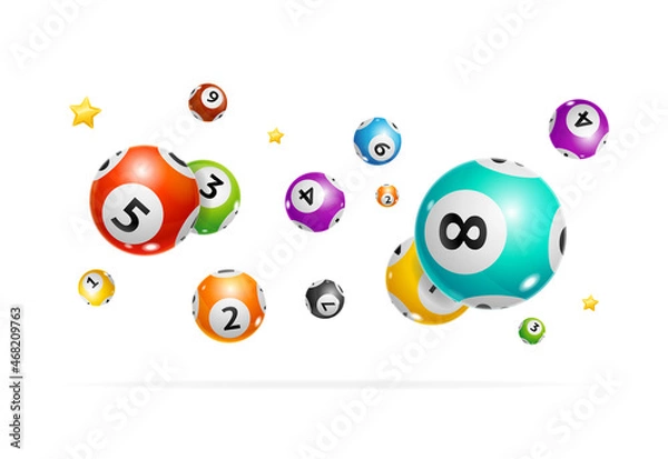 Fototapeta Realistic Detailed 3d Falling Lotto Ball Background. Vector