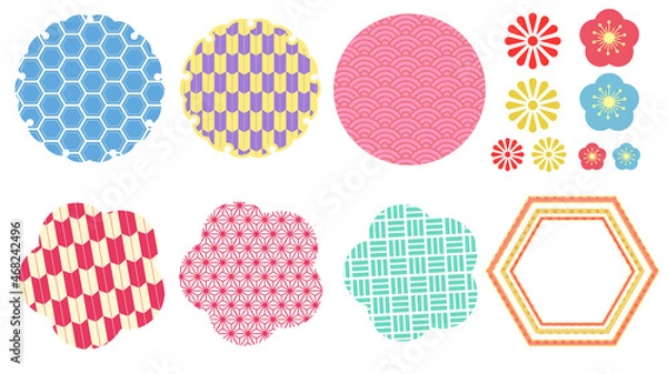 Fototapeta 和柄素材イラストセット