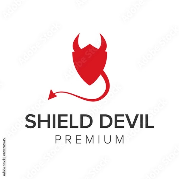 Obraz shield devil logo icon vector template