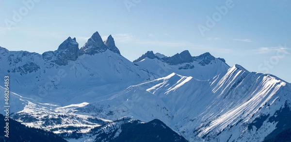 Fototapeta photograph of the Maurienne valley. Snowy mountain photography