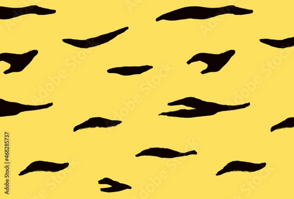 Fototapeta ゆるい手描きのトラ柄 - 寅年の素材に使えるかわいい背景 - 黄色と黒