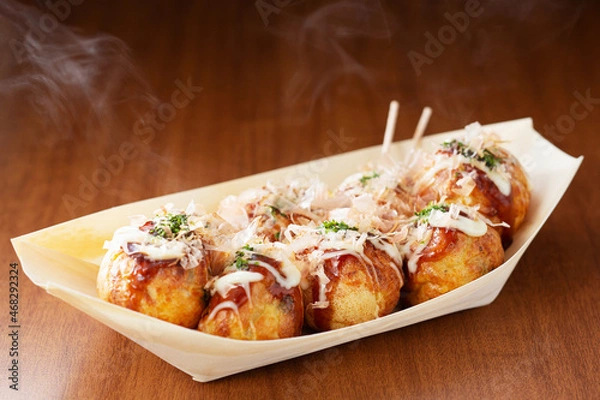 Obraz たこ焼き　タコ焼き　自宅でたこ焼き　タコパ　木舟