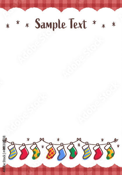 Obraz クリスマスの靴下飾りフレーム カラフル