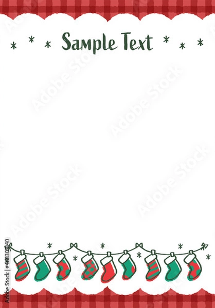 Obraz クリスマスの靴下飾りフレーム クリスマスカラー