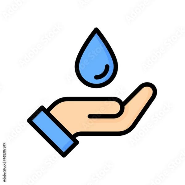 Obraz Save Water Icon, Filled Line style icon vector illustration, Suitable for website, mobile app, print, presentation, infographic and any other project.
