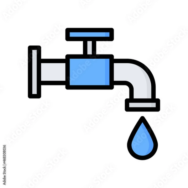 Fototapeta Faucet Icon, Filled Line style icon vector illustration, Suitable for website, mobile app, print, presentation, infographic and any other project.