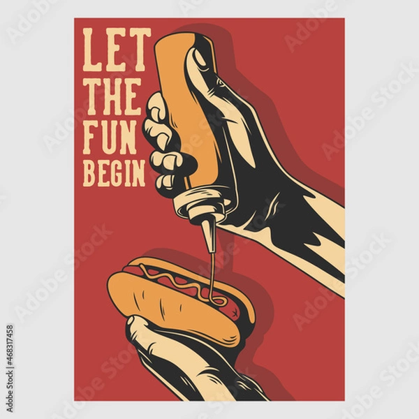 Obraz vintage poster design let the fun begin retro illustration