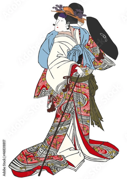 Obraz 歌川豊国「瀬川路之助桜下道行図」